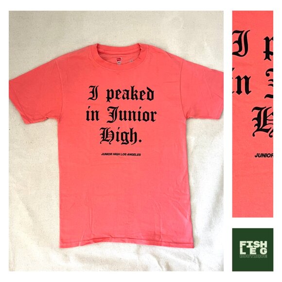 Junior High Other - Junior High LA | "I Peaked in Junior High" Graphic Tee Shirt - Salmon / Sz S